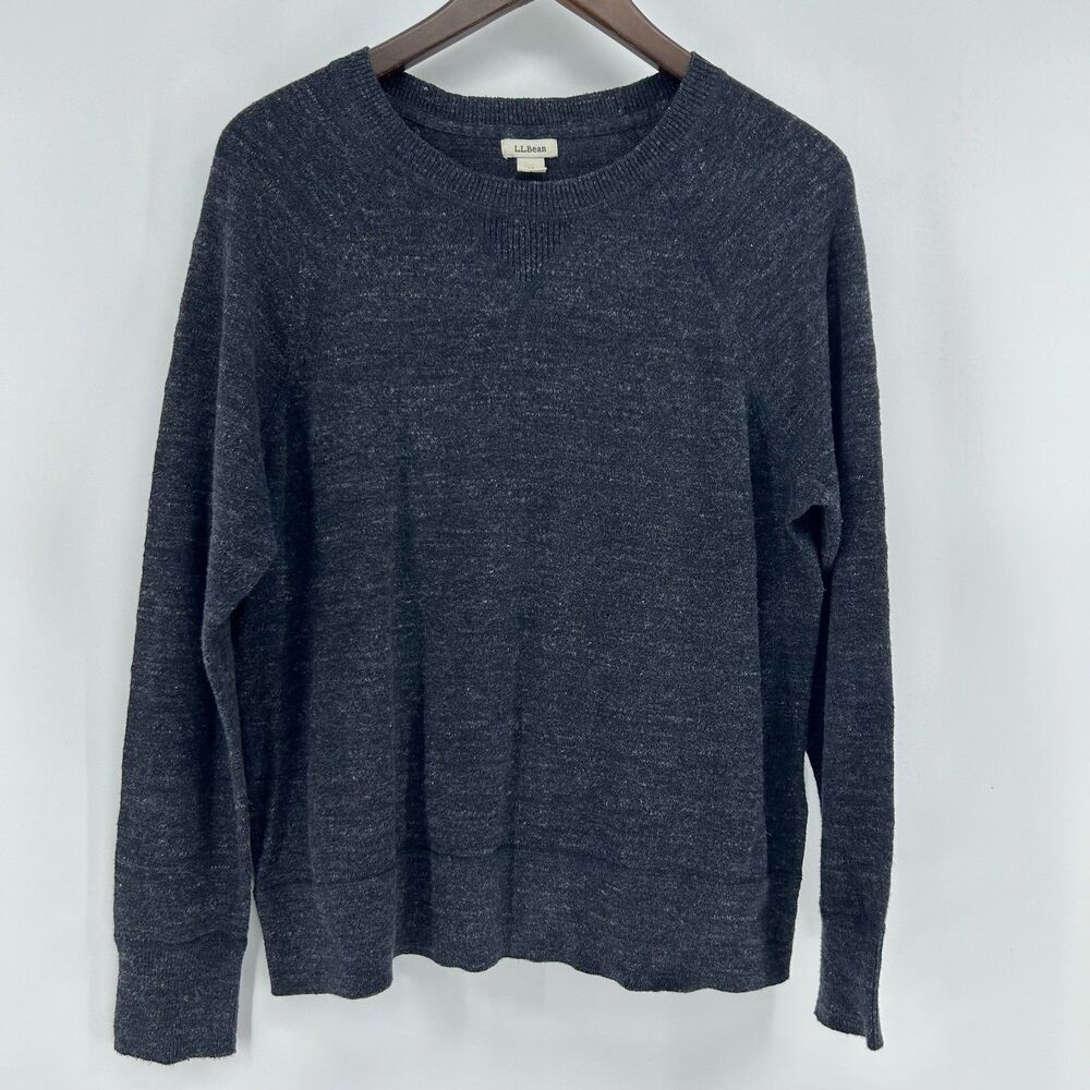 L.L. Bean Organic Cotton Crewneck Sweater Men's M Grey Basic Knit Pullover Top